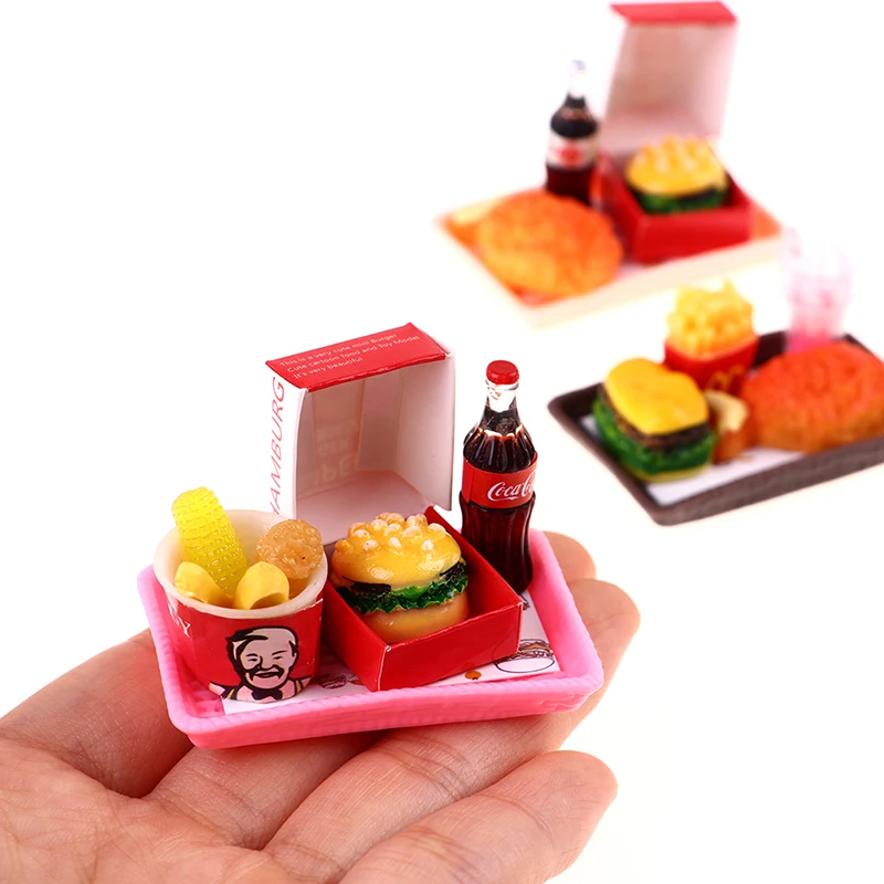 Pretend Food Toys Pretend Kitchen Toys Kitchen Toys Wooden Burger Toys Wooden Ice Cream Playset Doll House Toys 1pc Mini Dollhouse Hamburger Coke Cup Fast Food Ice Cream Accessories Toy for Doll House Play Kitchen