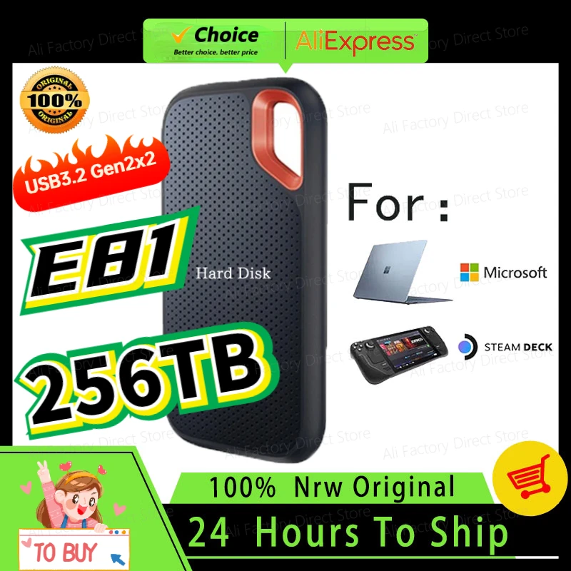 

Hard Disk Mobile SSD E81 256TB USB 3.1 HD 2TB High-speed Mobile Solid External Hard Storage Devices Disks for PS5 PC/Mac Laptop