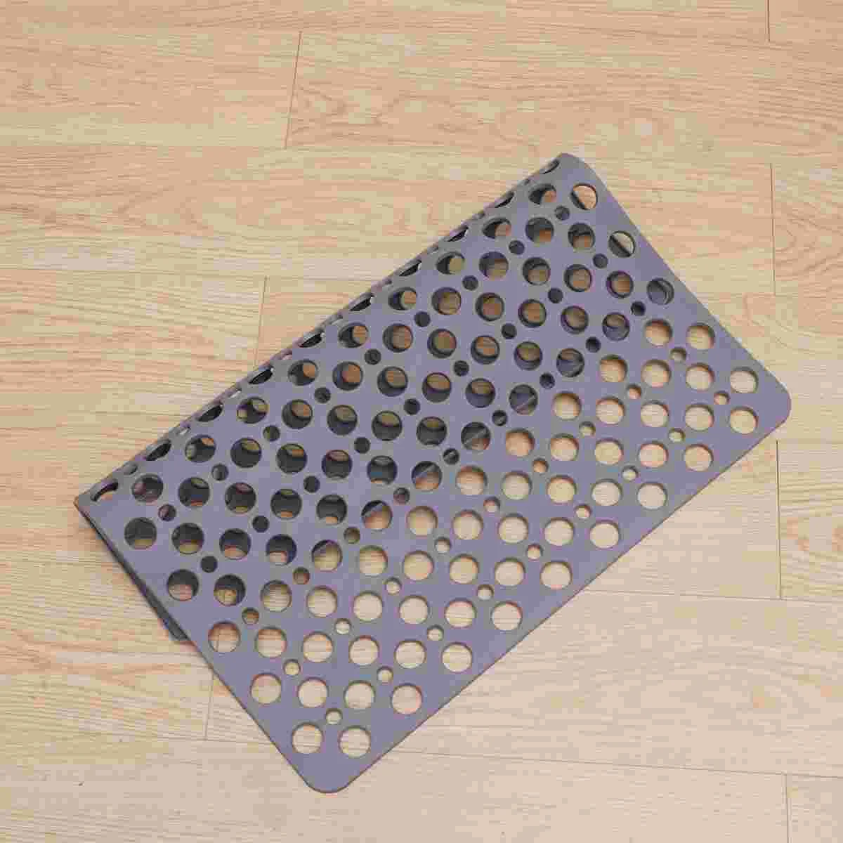 

Bathroom Floor Mat Non- Suction Cups Bath Mat Circle Holes Pad Shower Carpet for Home- 53x53cm ( Grey )