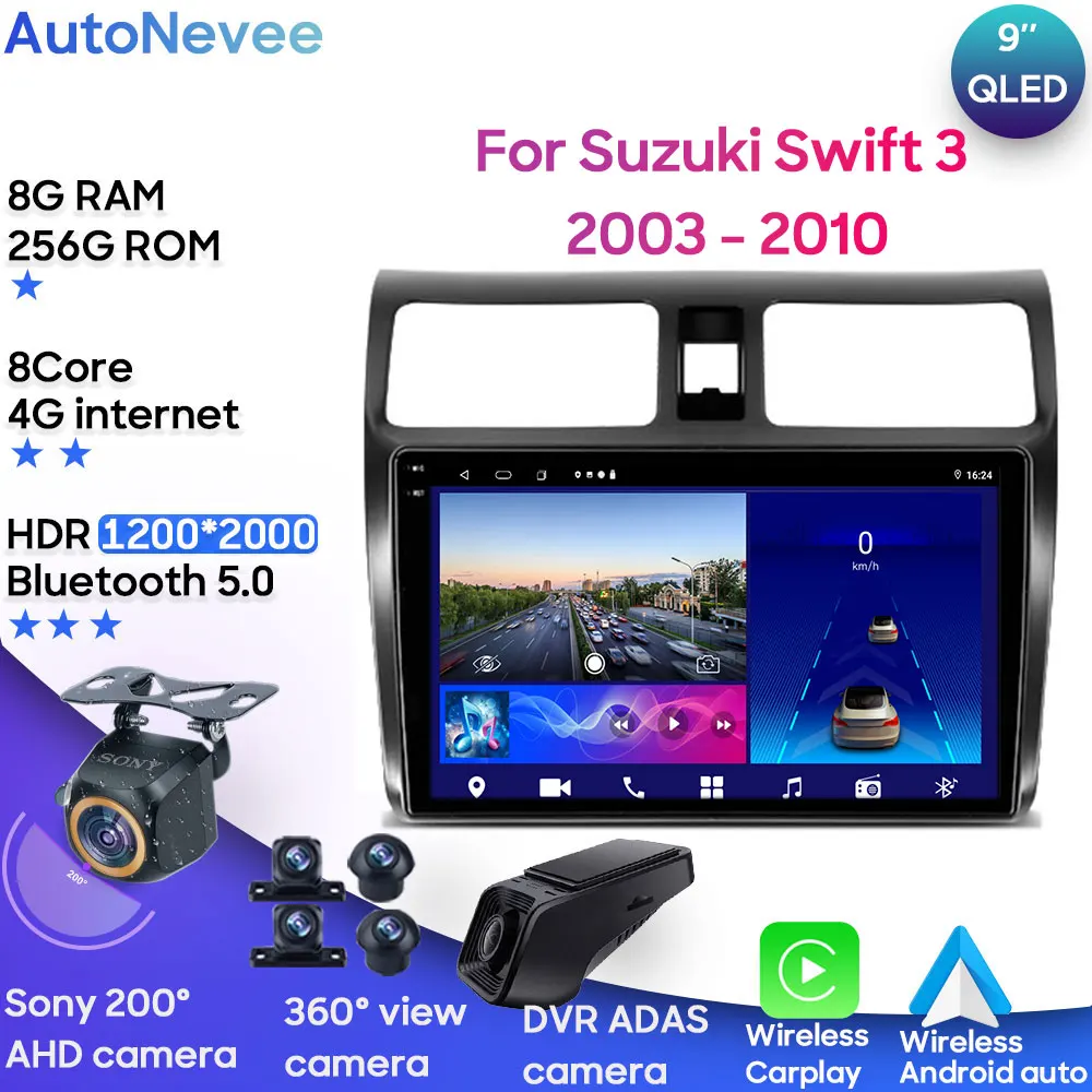 

Автомобильный стереоплеер для Suzuki Swift 3 2003 - 2010 Радио Мультимедийный Головной блок Carplay Android Авто Wifi GPS монитор No 2din DVD