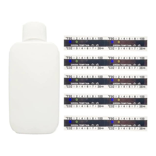 A 12 Darabos Vizeletvizsgálat Teljes Készlet 2 Áttetsző, Hordozható Üres Palackot, 10 Ragacsos Hőmérsékleti Tesztcsíkot Tartalmaz - Image 4