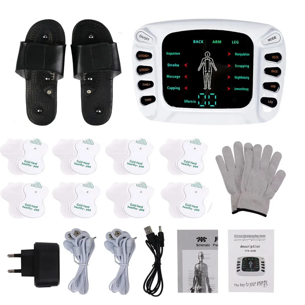 TENS Electrostimulator Physiotherapy Machines Eletric Relax Muscle Stimulator EMS Pulse Acupuncture Massager For Body Pads 16 mode physiotherapy instrument household electronic pulse meridian point acupuncture muscle massage instrument