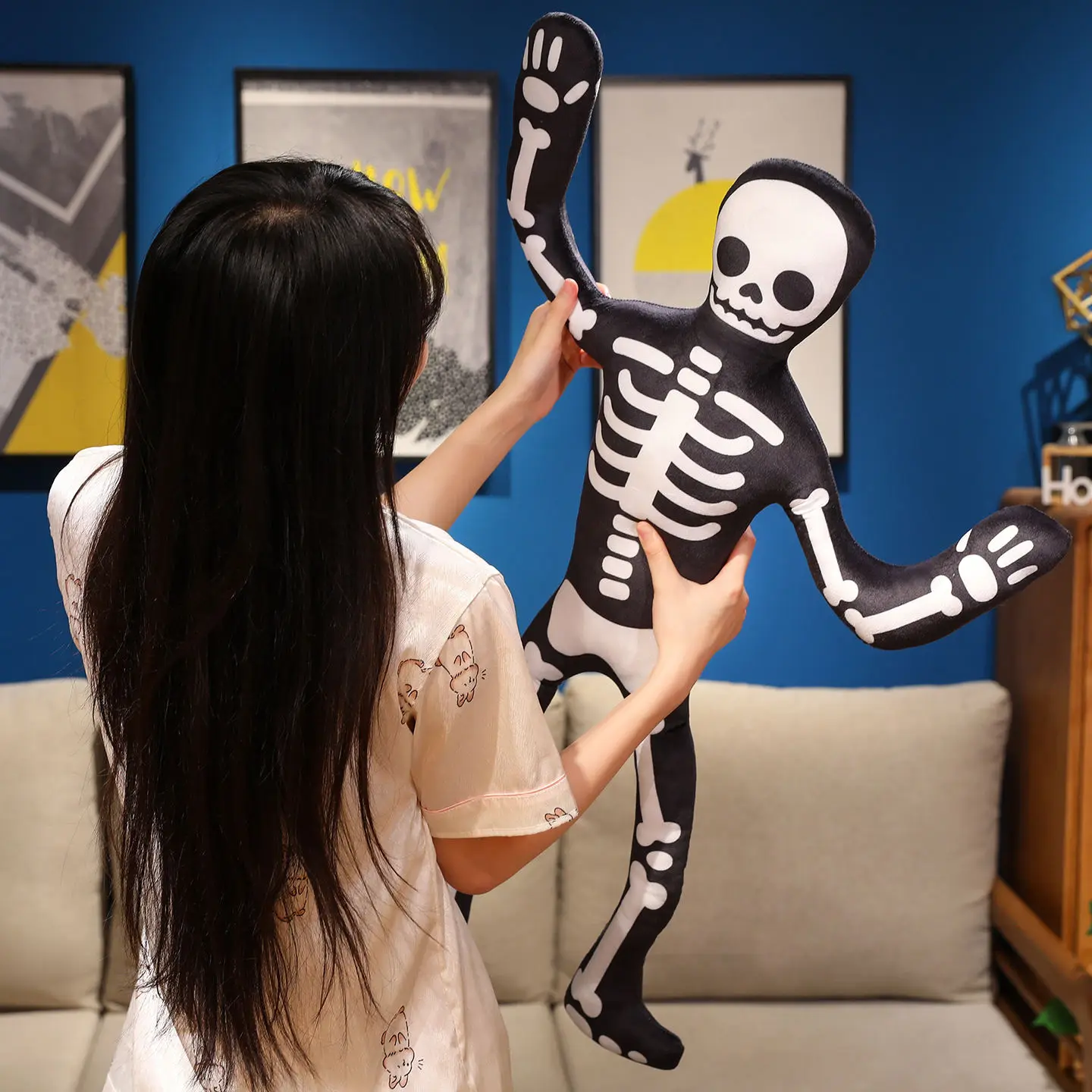 Creative Halloween Dancing Skull Plush Dolls Different Posture Of Skeleton Pumpkin Ghost Plush Toys Home Decor Kids Toys