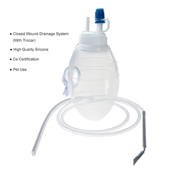 Sistema de drenaje de silicona para cirugía veterinaria.