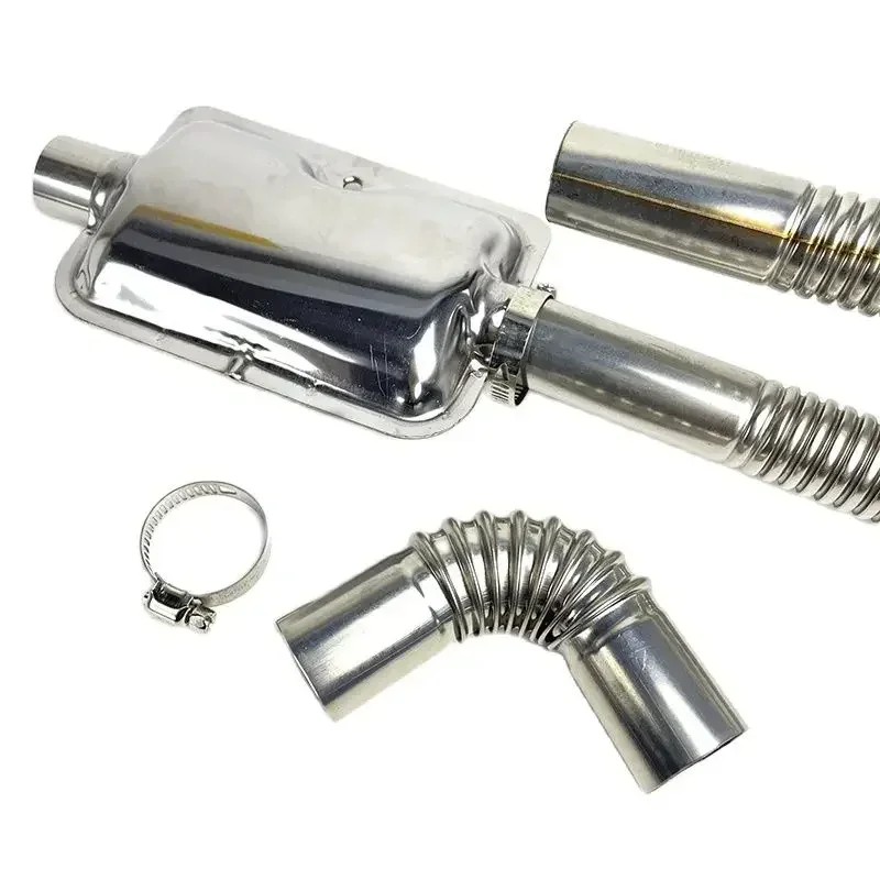 60cm-300cm Air Diesel Parking Heater Stainless Steel Exhaust Pipe Tube Vent Hose Elbow Connector W /Clamps For Car Truck Va
