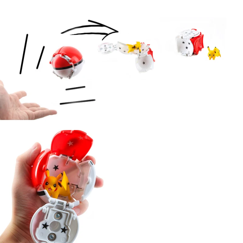 Pokemon Pokeball Anime Figure Pikachu Charizard Psyduck Pocket Monster Elf Ball Kids Toys Action Model Children's Birthday Gifts - Bilde 4