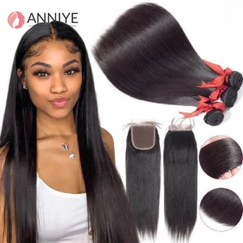 Straight Bundles Human Hair Brazilian Virgin Hair Bone Straight Extensions Unprocessed Human Hair For Women Wholesale ANNIYE 1