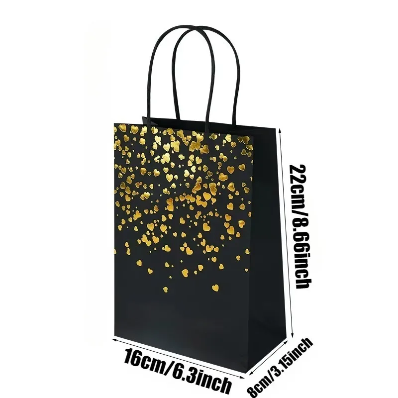 Recyclable Bronzing Love Kraft Paper Bags – Sturdy gift bags with handles, perfect for ... - SKU KPB23082 - UGI Packaging