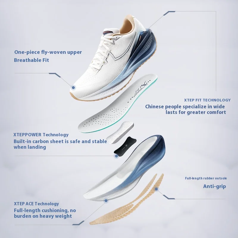 Xtep QINGYUN Running Shoes for Men 2025 Spring Lightweight Cushioned Wear-Resistant Training Professional Sneaker 975119110053 2