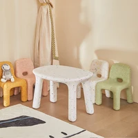 Kids Study Table And Chairs Set Backrest Cute Low Stool Small Kindergarten Outdoor Plastic Strong Durable Table Furniture Set 4