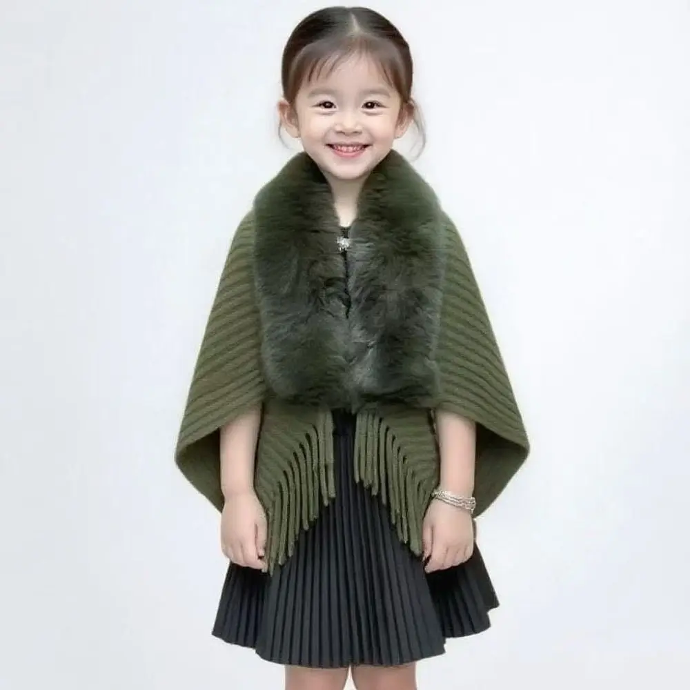 Faux Fur Mongolian Poncho Winter Shawl