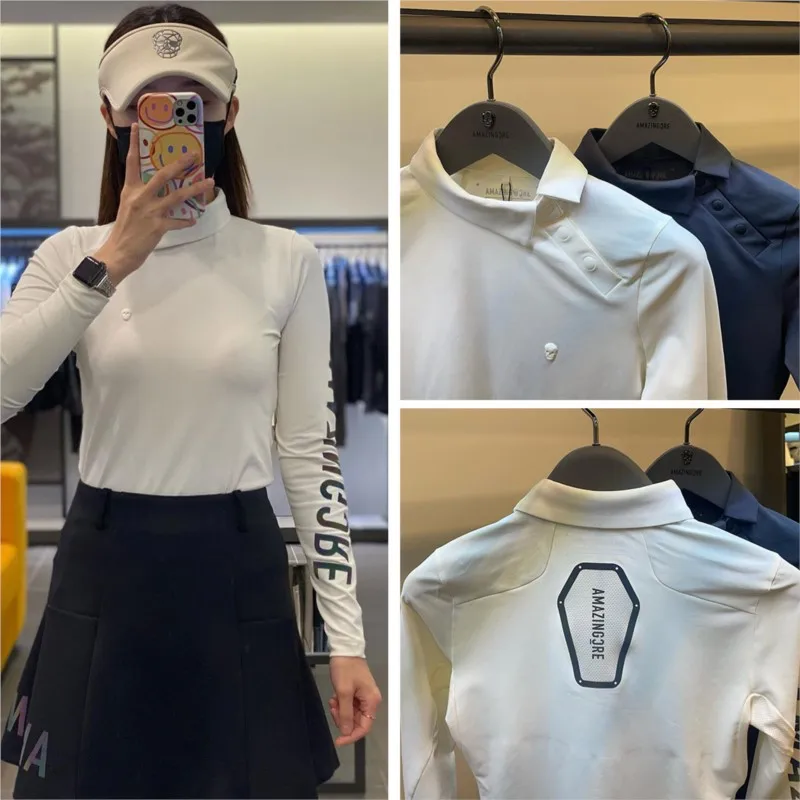 Women's Polo Shirts Long Sleeve Golf T Shirt Quick Dry Stretch Underlay