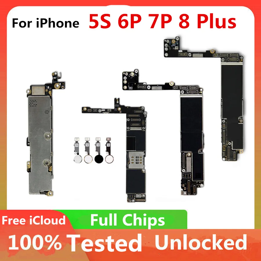 Оригинальная разблокированная материнская плата для iPhone 5S 7 Plus 8 6P P с Touch ID Clean IMEI