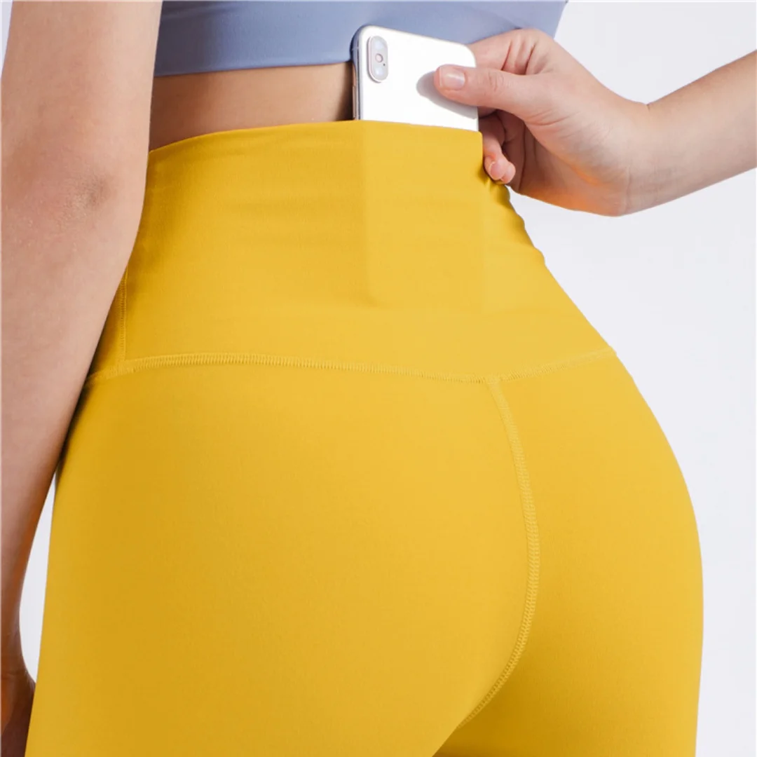 Solid Color soft Women Sport Pant Tight Butter High Waist Yoga Legging Athletic Gym Comprehensive Training Jog Back Waist Pocket sports leggings,sports pants,yoga pants,female tights