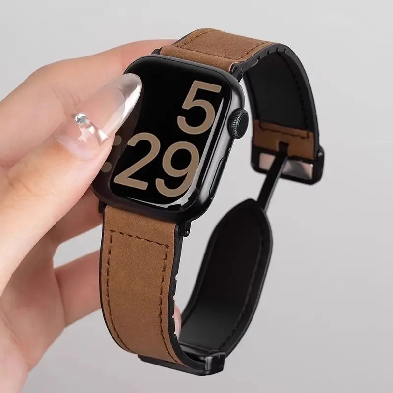 Premium Leather Magnetic Watch Strap - Timeless Elegance