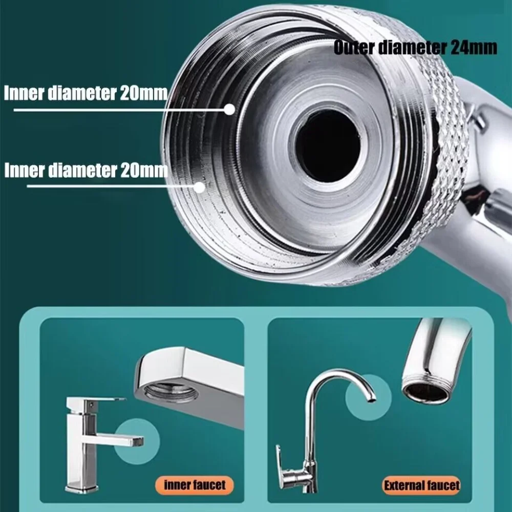 Metal 1080° Universal Rotation Faucet Sprayer Head for Faucet Extender Aerator Bubbler Nozzle Kitchen Tap Washbasin Robot Arm 4