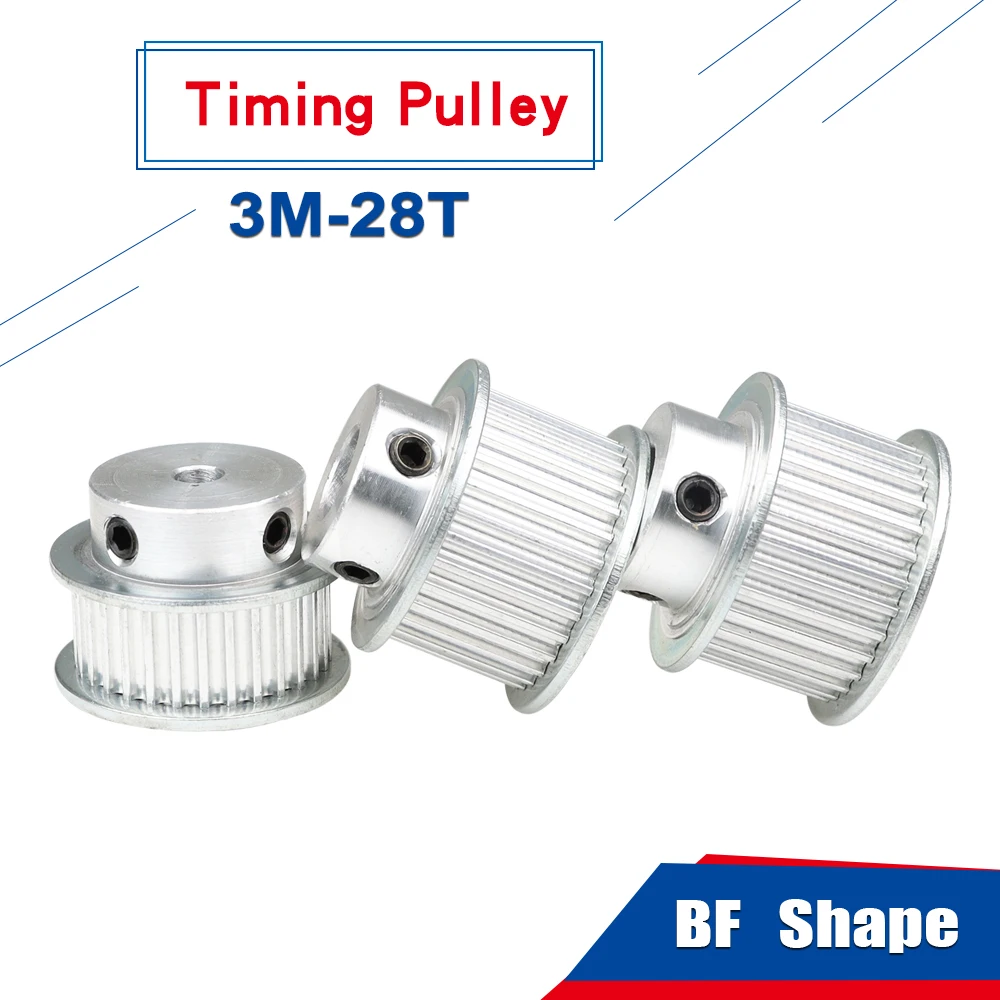 

3M-28T Pulley Wheel Arc Tooth Inner Bore 5/6/6.35/8/10/12mm Aluminum Pulley Wheel BF Shape For 3M Timing Belt Width 10/15mm