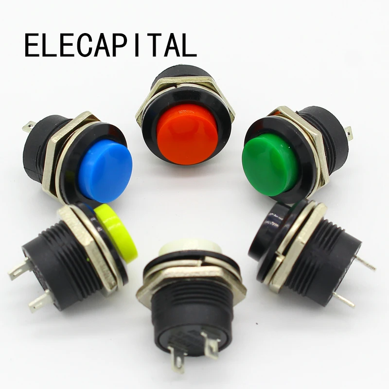 18pcs 6A/125V AC 3A/250V AC 16MM self resetting momentary button switch