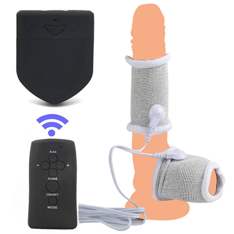 BDSM Electro Shock Conductive Fiber Penis Sleeve