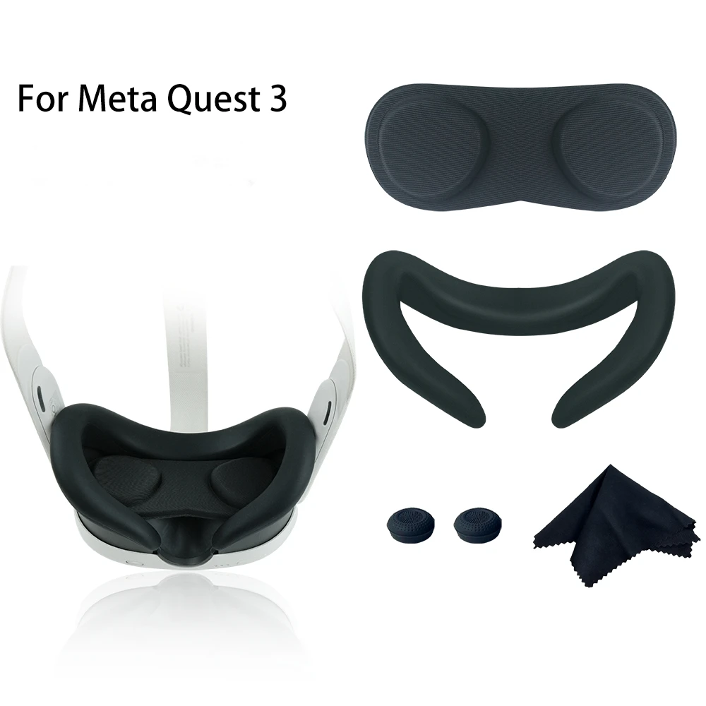 

For Meta Quest 3 VR Headset Head Eye Pad Handle Grip Button Cap Lens Cap Glasses ClothVR Accessories Detachable And Washable