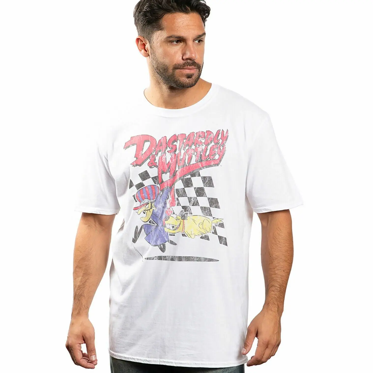 T-Shirt Ufficiale Wacky Races Mens Dastardly & Mutley White S - Xxl