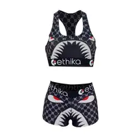 ETHIKA 2024 Women's New Jacquard Vest Shorts Two-piece Sweat-absorbing Beach Swimsuit Quick-drying Sports Fitness Set 1