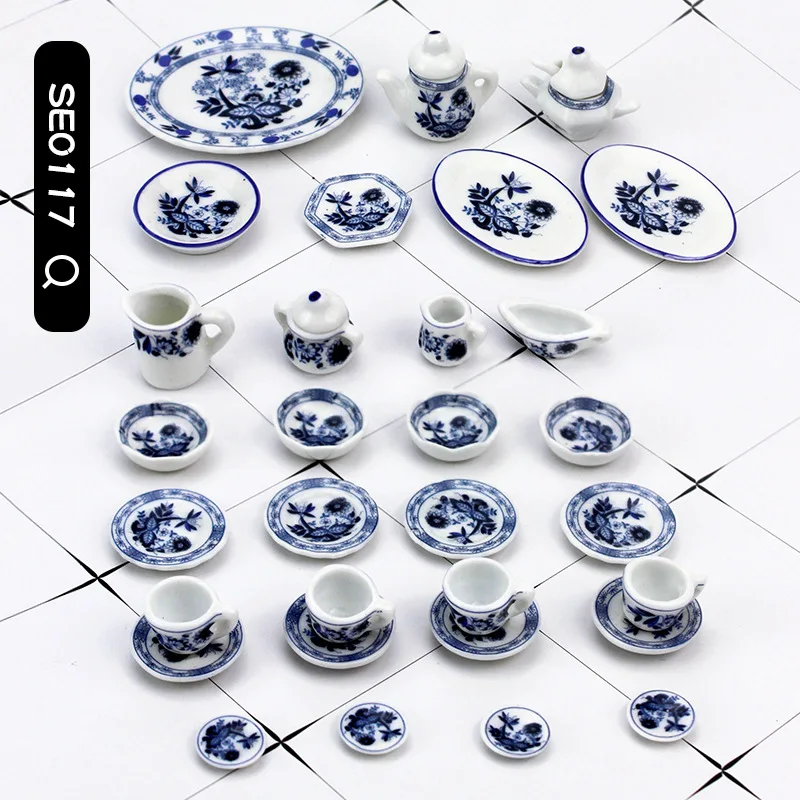 1/12 Doll House Model Furniture Accessories Mini Model Ceramic Tableware Tea Set Bjd Ob11 Gsc Blyth Soldier Lol Photo Props Toys creative wave edge ceramic bowl korean style simple white frosted household tableware dessert ice cream serving bowls salad bowl
