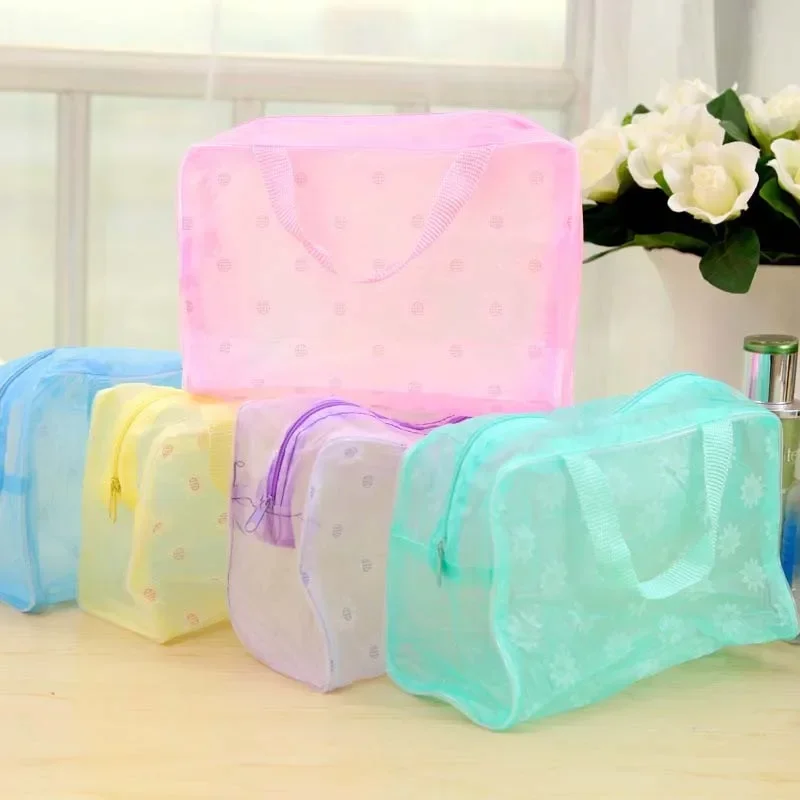 

Storage Bag For Makeup Pouch Compression Travelling Bath Bags 5 Color Waterproof PVC Cosmetic Women Transparent Organize Bags