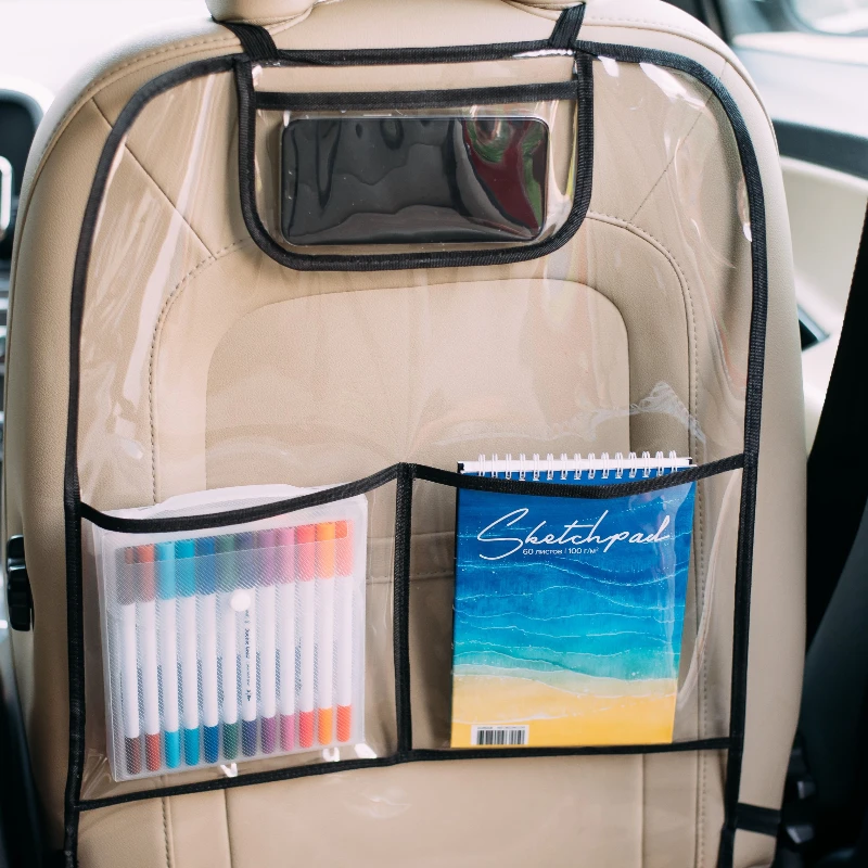 Kick-Proof Car Seat Back Protector with Dual Mesh Storage Pockets