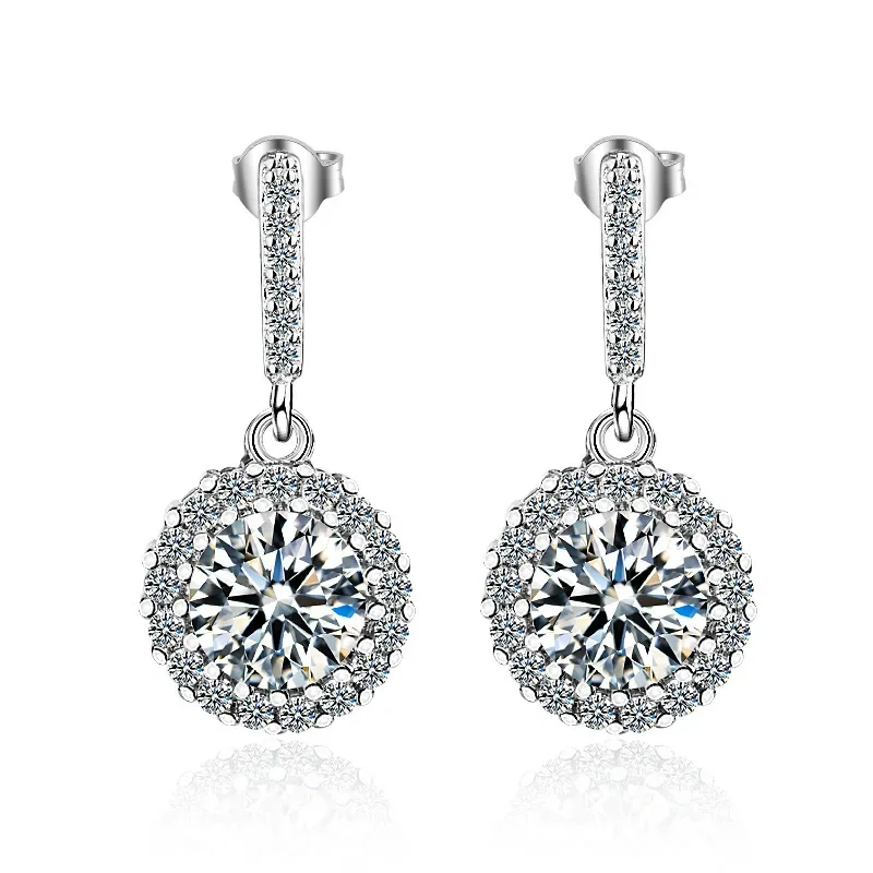 

Solid S925 Sterling Silver Origin Diamond Drop Earring for Women Aros Mujer Oreja Natural Diamond Silver 925 Jewelry Gemstone