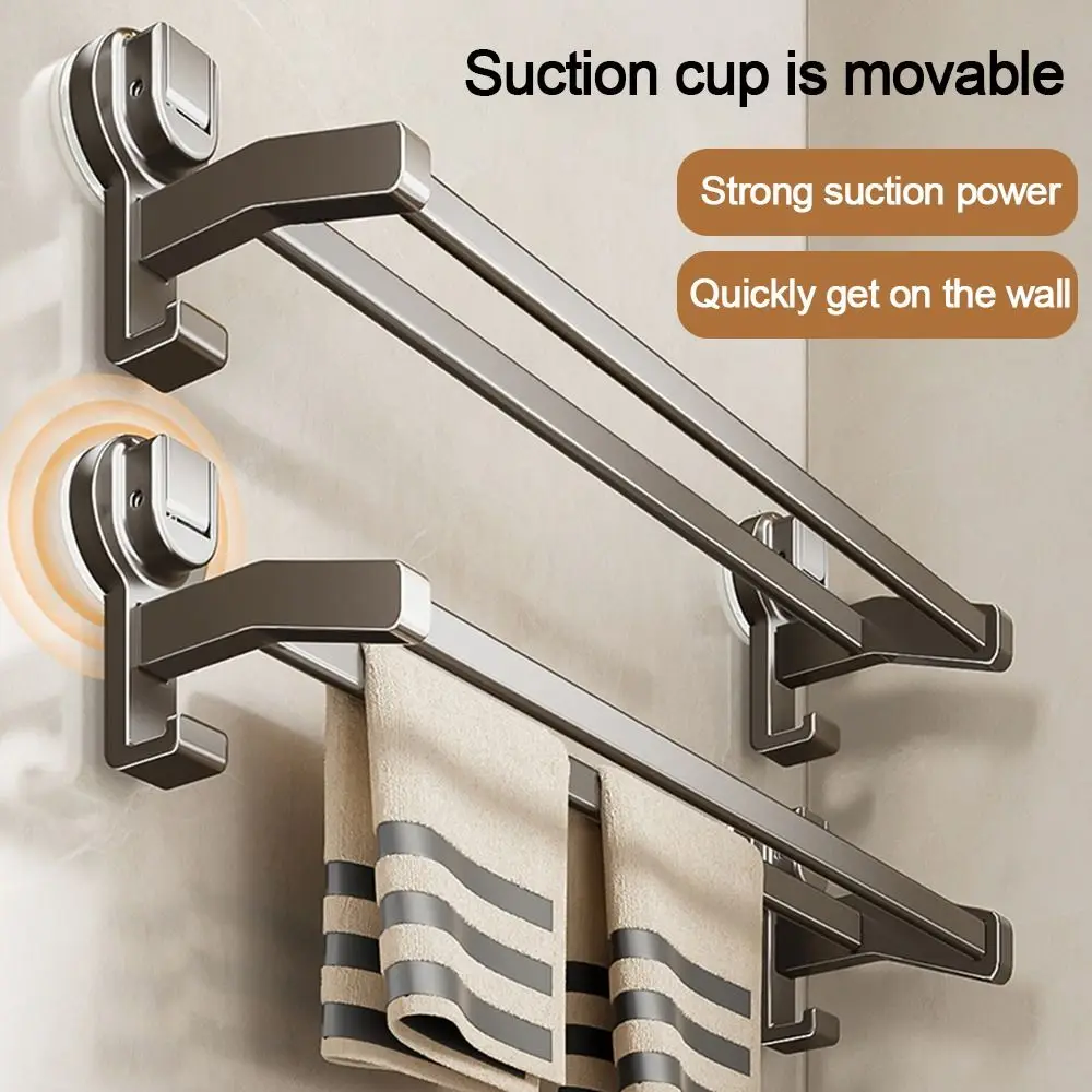 Aluminum Towel Rack 30CM/40CM Suction Cup Towel Storage Hanger Wall Mounted Bathroom Organizer