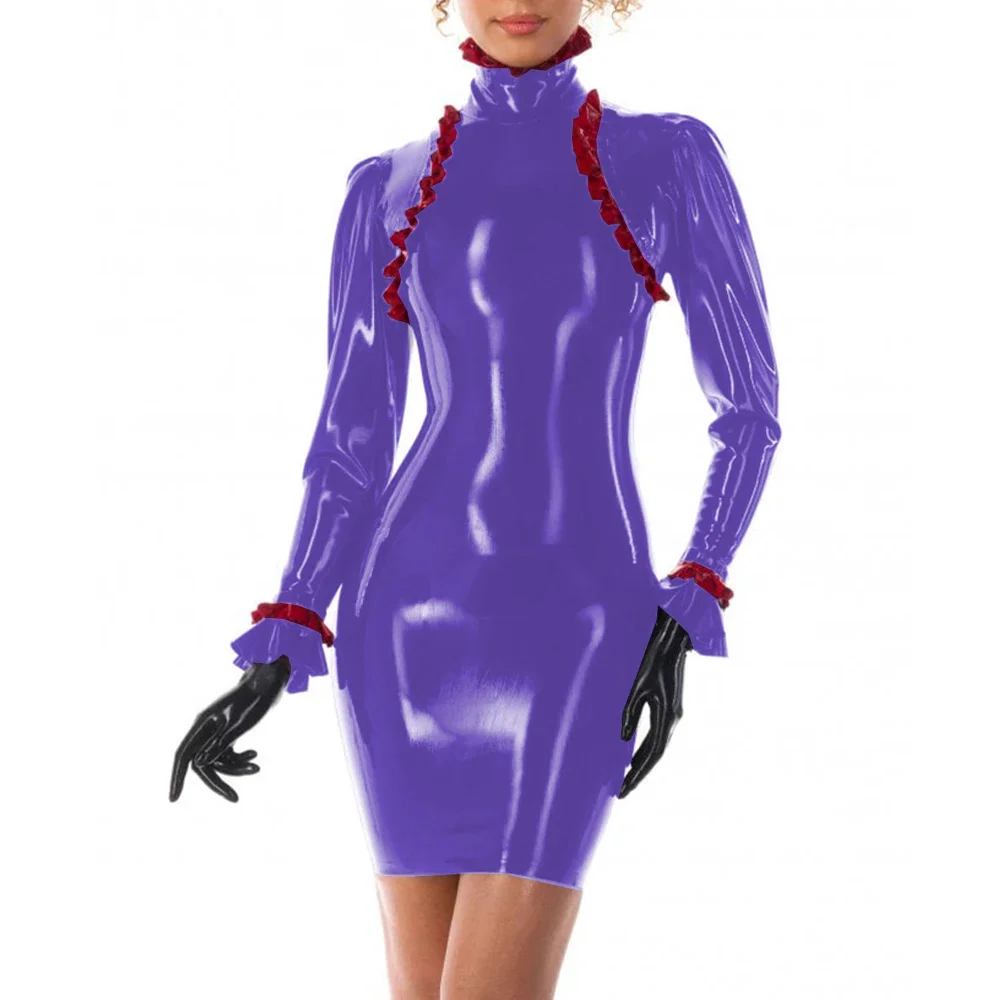 long sleeve pvc dress Widow Puff Sleeve PVC Mini Dress- Black Dolls Kill