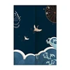 Japanese Linen Door Curtain Noren Mount Fuji Waves Partition Bedroom Kitchen Home Entrance Decor Customizable Half-Curtain 3