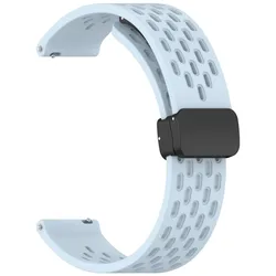 Silicone Watch Strap Bracelet - 22mm / 18mm Adjustable Wristband for 20mm Strap (Light Blue)