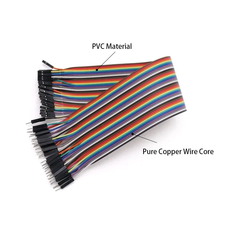 40pin Jumper Wire Pins da maschio a maschio da femmina a femmina Kit di cavi linea elettronica fai-da-te 2.54mm per PCB Arduino 10cm 21cm 30cm 40cm