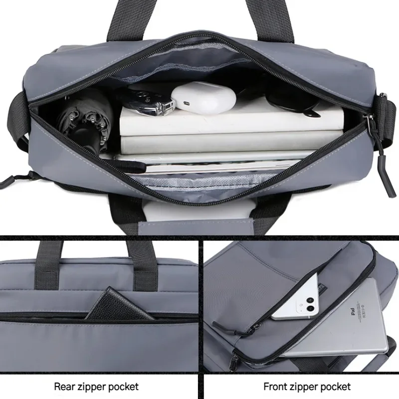 Men's Large-capacity Horizontal Shoulder Bag Messenger Bag Briefcase Multifunctional Simple A4 Book Handbag Business