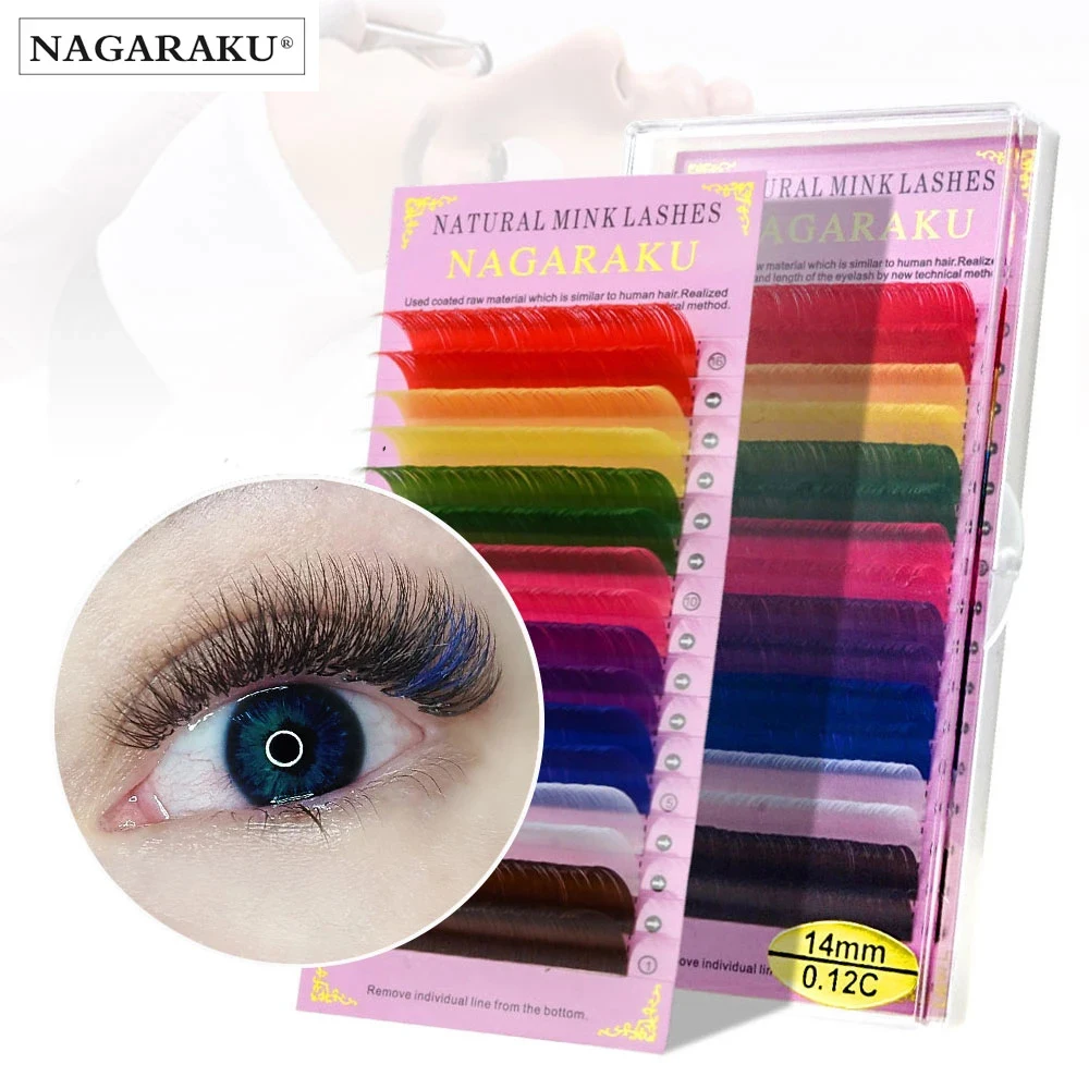 Nagaraku 8 Colors J/b/c/d Curl /// 8-15mm False Lashes  Individual Colored Lashes Faux Eyelash Extensions - False Eyelashes -  AliExpress