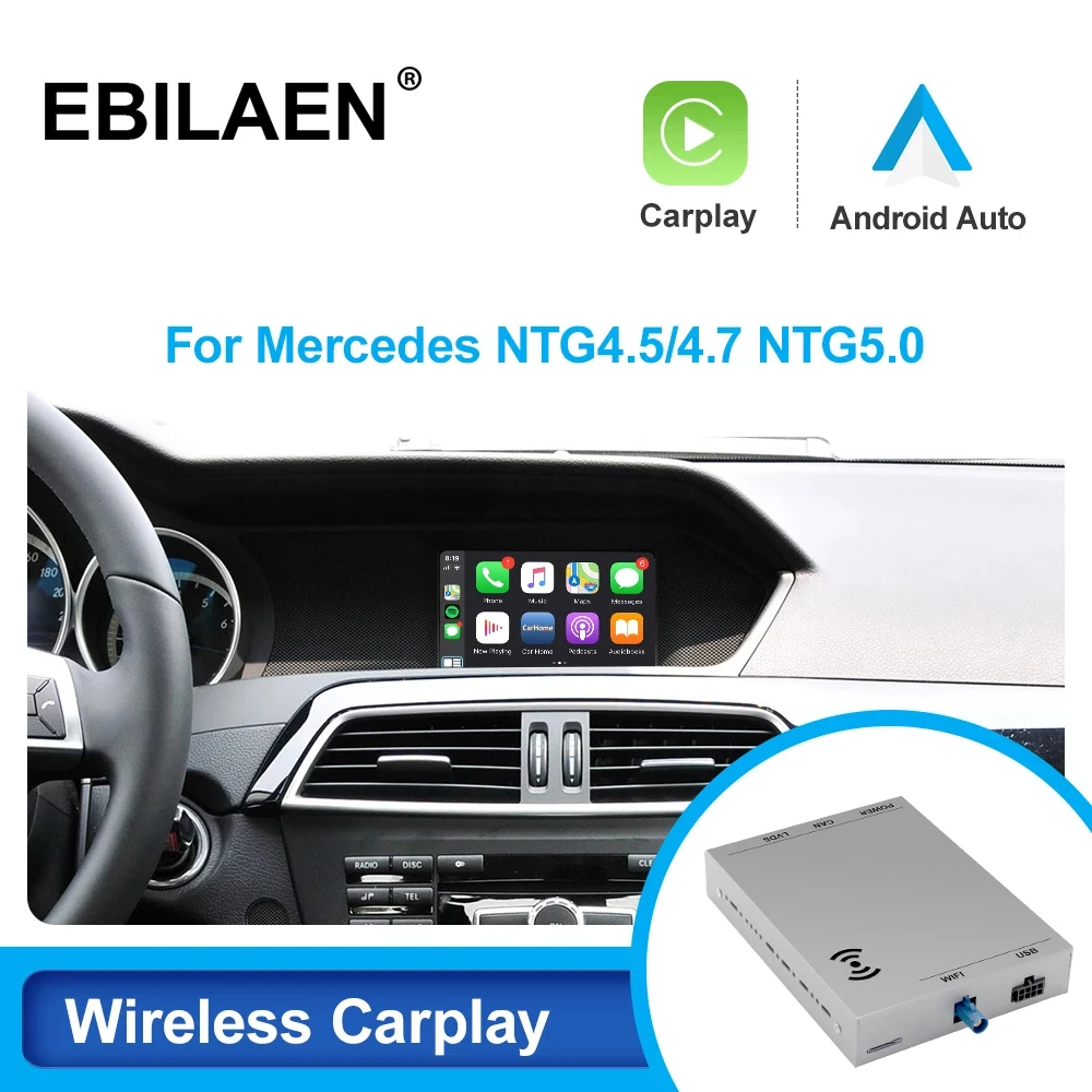Wireless Carplay Android Auto Module Decoder Box For Mercedes C117 W176  W204 W205 W221 X156 GLS ML GLK Class NTG 4.5 4.7 5.0 4.0
