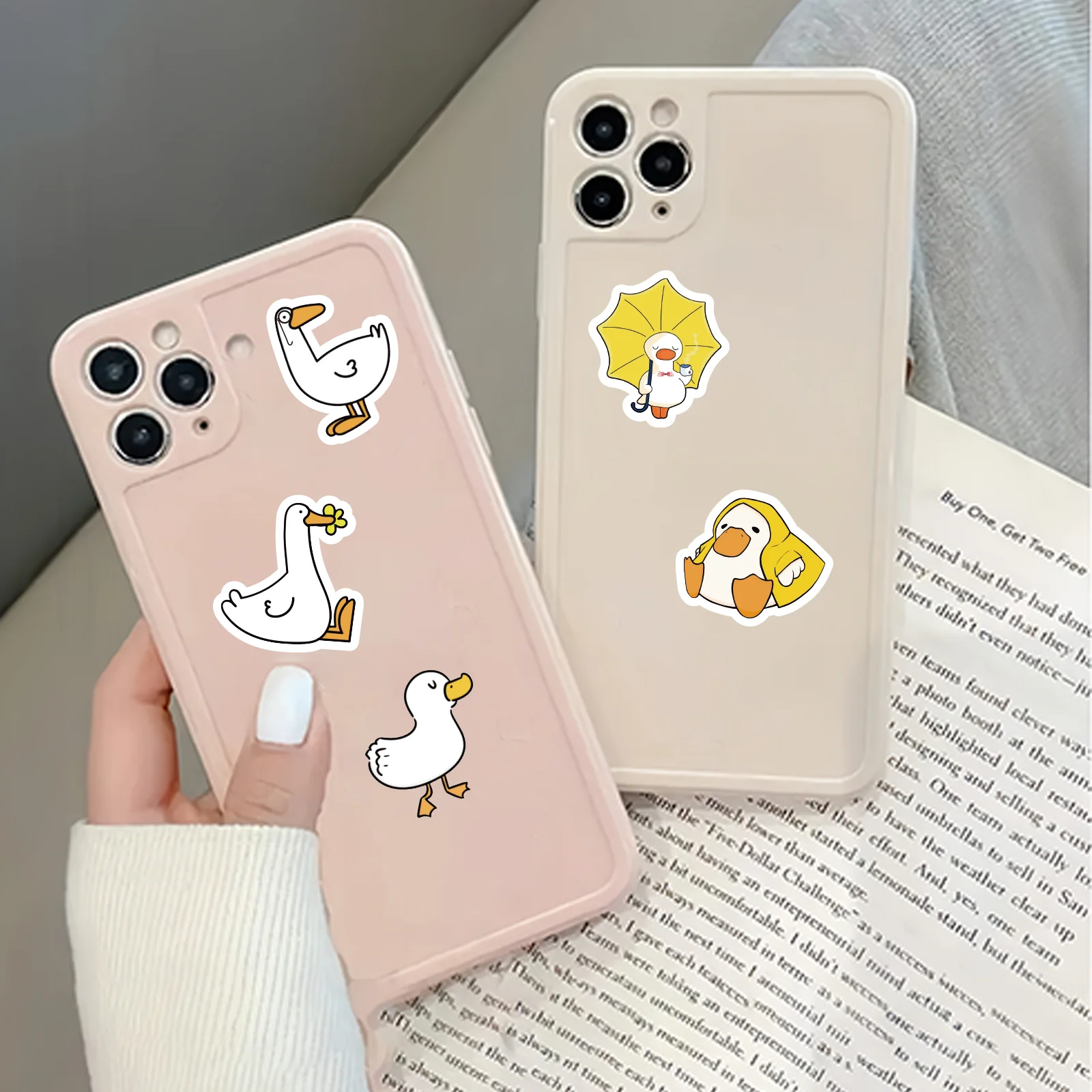 펭귄, 카피바라, 오리, 귀여운 테마 스티커 장식, 물병 노트북, 스케이트보드 문구 및 장난감 데칼, 46 개
