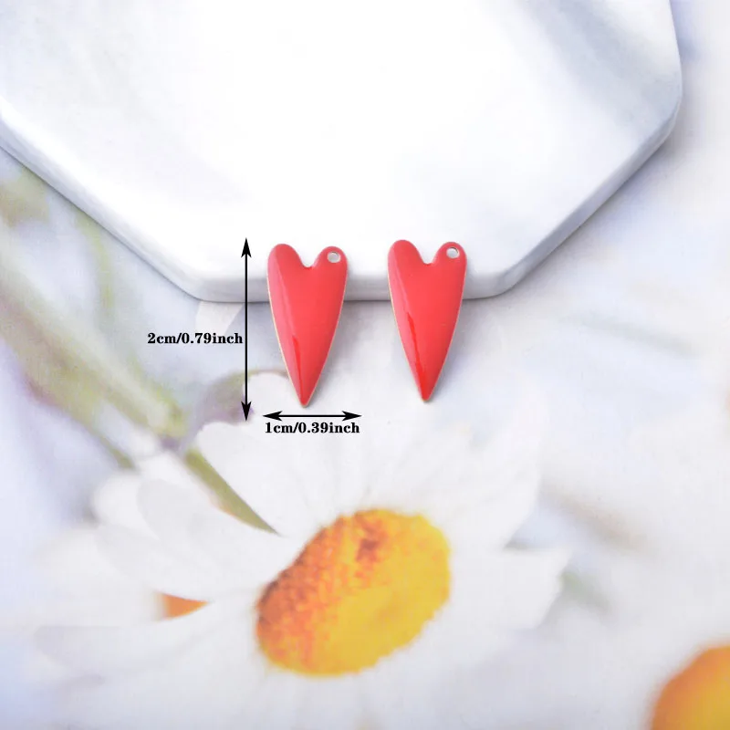 20pcs Copper Enamel Heart Charms