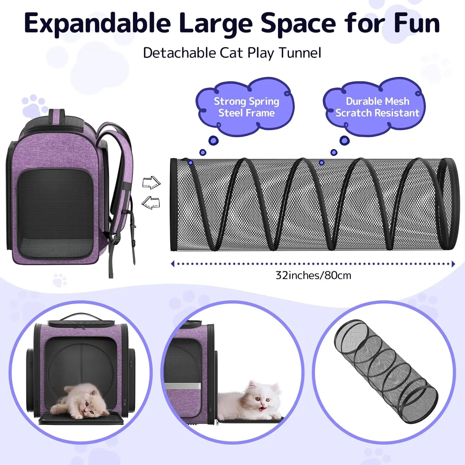Cat Carrier Backpacks Expandable+Cat+Backpack with Breathable Mesh Pet Carrier Backpack for Cats Small Dogs Puppies Up to 18 L