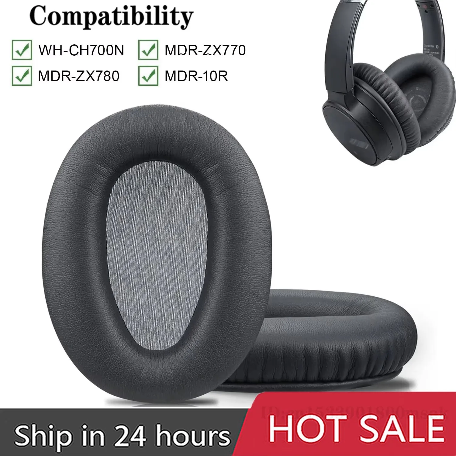 Earpads For Sony WH-CH710N CH720N Headphone, Replacement Ear Pads Cushions With Comfortable Memory Sponge, Noise Isolation Ear Cups Headset Repair Parts (Black