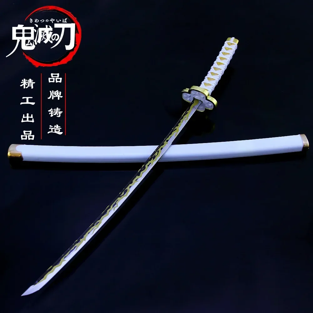 

Demon Slayer Weapon Agatsuma Zenitsu Nichirin Blade 26cm Japanese Anime Samurai Sword Toy Knife Metal Uncut Model Children Toys