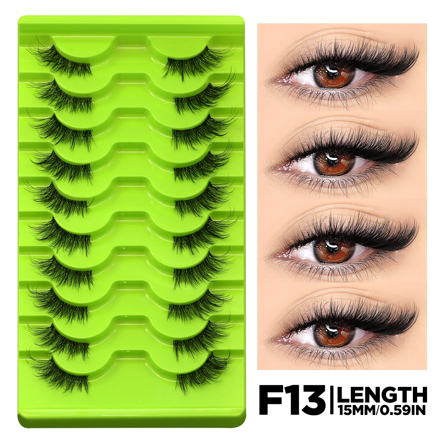 GROINNEYA Half Eyelash Cat Eye Lashes Soft Full Thick Wispy Eyelash Winged End Eye Elongated Eyelash Extension Makeup 9