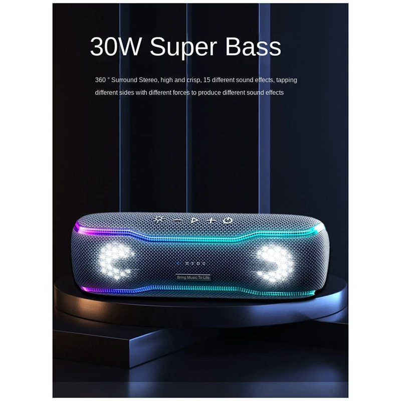 

1 Piece Wireless Audio Waterproof Bluetooth Speaker Stereo Surround Speaker Black
