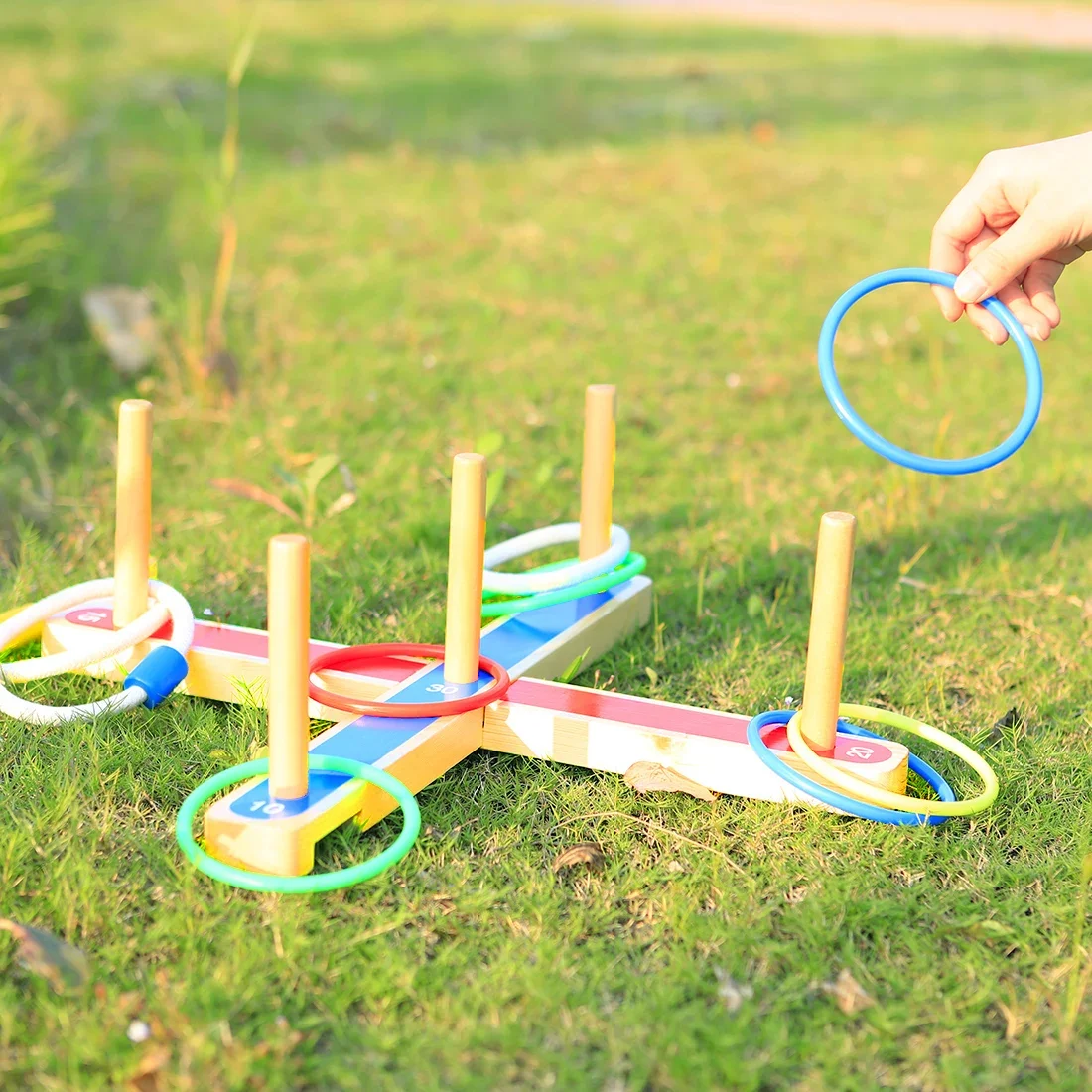 Orff Outdoor Game Toy Hoop Ring Toss Quoits Cross Garden For Children Gift Plastic Ring Throwing Ferrule Funny Kids Sport Toys