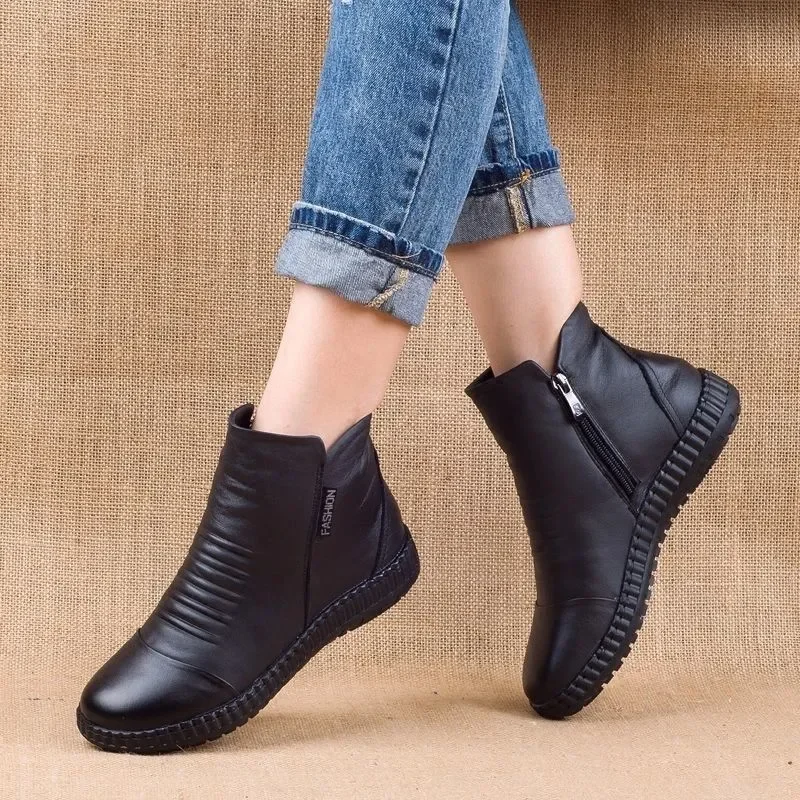 GKTINOO 2025 Winter Genuine Leather Ankle Boots Handmade Lady Soft
