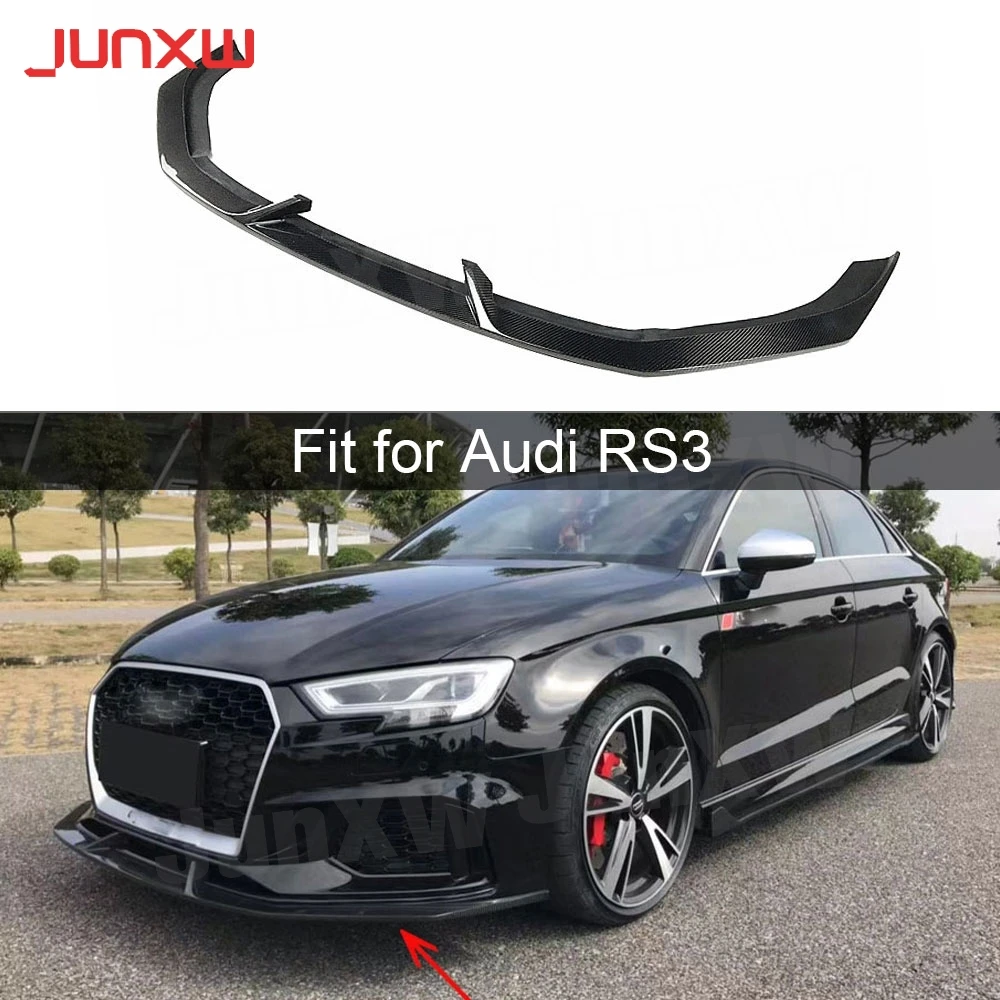 

Спойлер для переднего бампера из углеродного волокна, лопата для Audi RS3 Base Sedan 4 Door 2017 2018, декоративное покрытие для бампера
