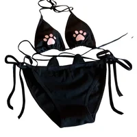 Ensemble de sous-vêtements Lolita à lacets de Style japonais pour femmes, en coton respirant, griffe de chat Kawaii, ensemble de soutien-gorge mignon, Cosplay, dessin animé, Lingerie 5