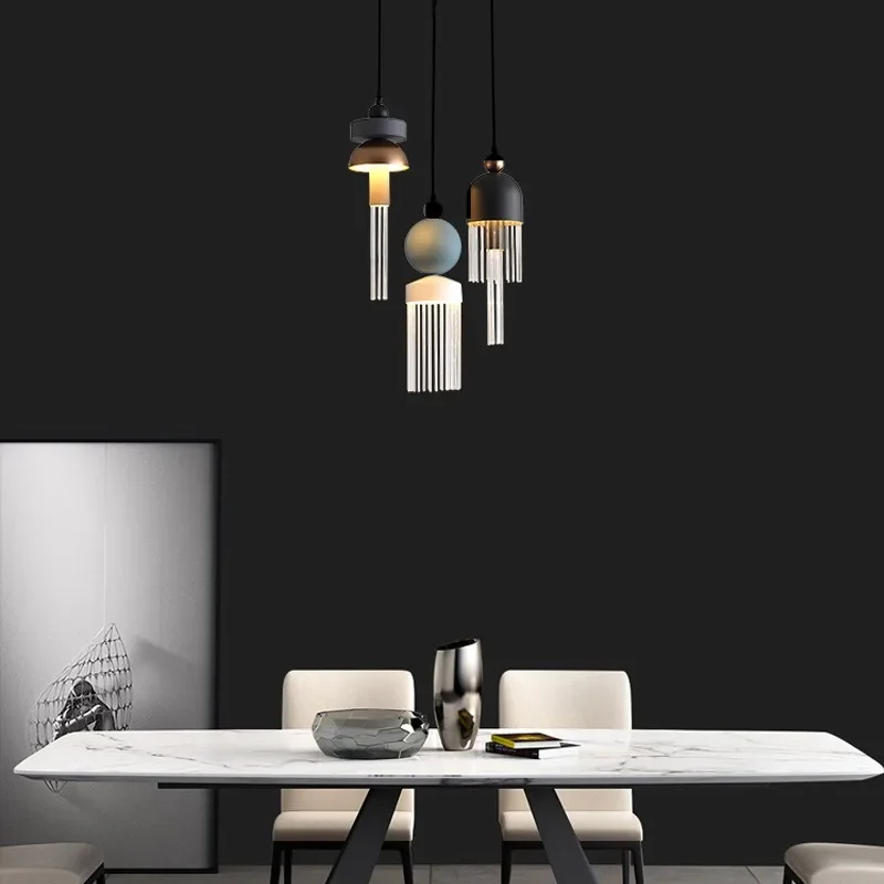 Nordic Modern Glass Pendant Lamp Bedroom Bedside Living Room Dining Room Kitchen Bar Led Light Island Platform Lighting Hanging 4
